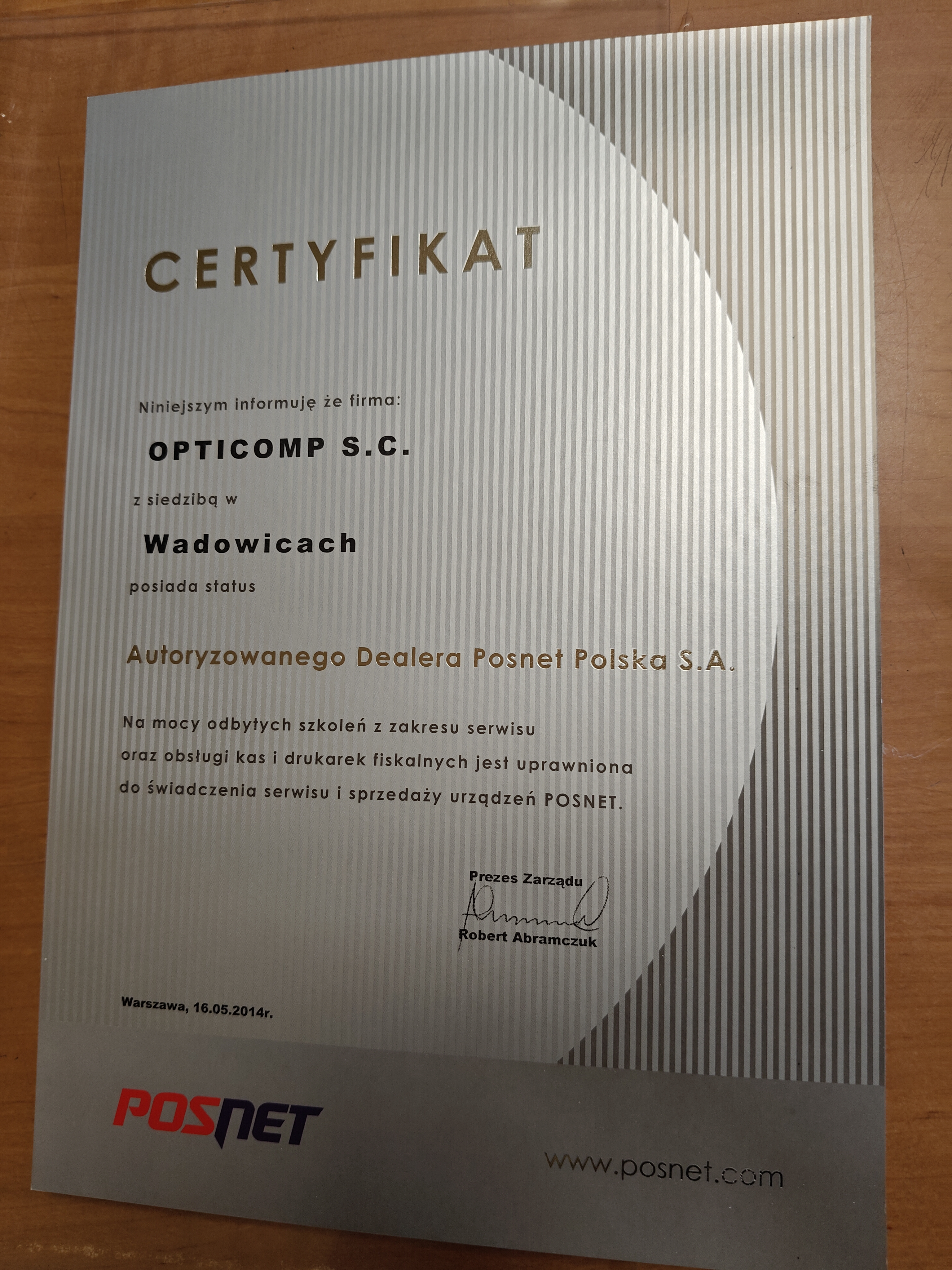 Certyfikat autoryzacyjny 3